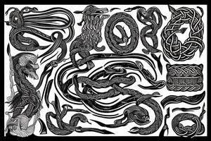 Oseberg style Viking jormungandr simple tattoo idea