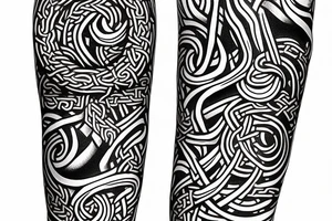 Oseberg style Viking jormungandr wood carving arm sleeve tattoo idea