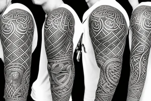 Oseberg style Viking jormungandr wood carving arm sleeve tattoo idea