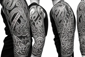 Oseberg style Viking ship jormungandr wood carving arm sleeve tattoo idea