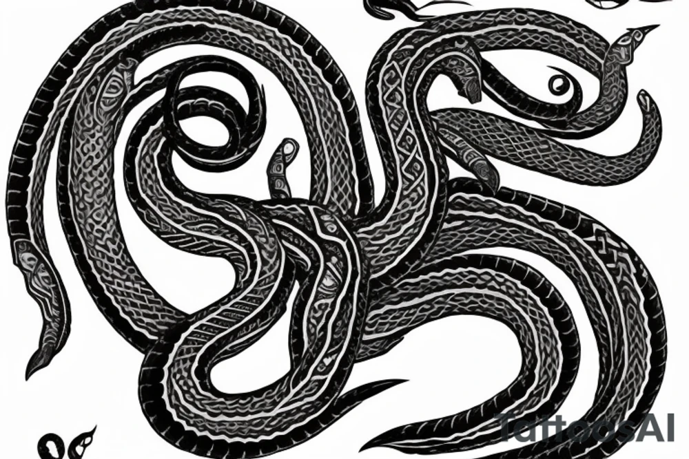 Oseberg style northern black style sea serpent jormungandr tattoo idea