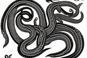Oseberg style northern black style sea serpent jormungandr tattoo idea