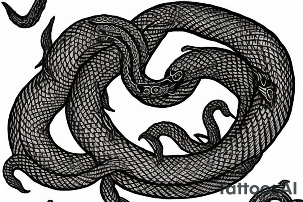 Oseberg style northern black style sea serpent jormungandr tattoo idea