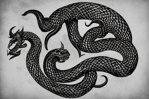 Oseberg style stone carving sea serpent jormungandr arm sleeve tattoo idea