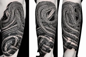 Oseberg style stone carving jormungandr in knots arm sleeve tattoo idea