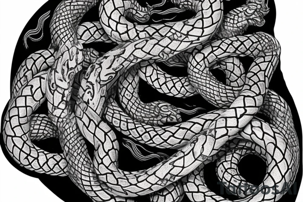 Oseberg style stone carving jormungandr in knots arm sleeve 2 dimensional tattoo idea