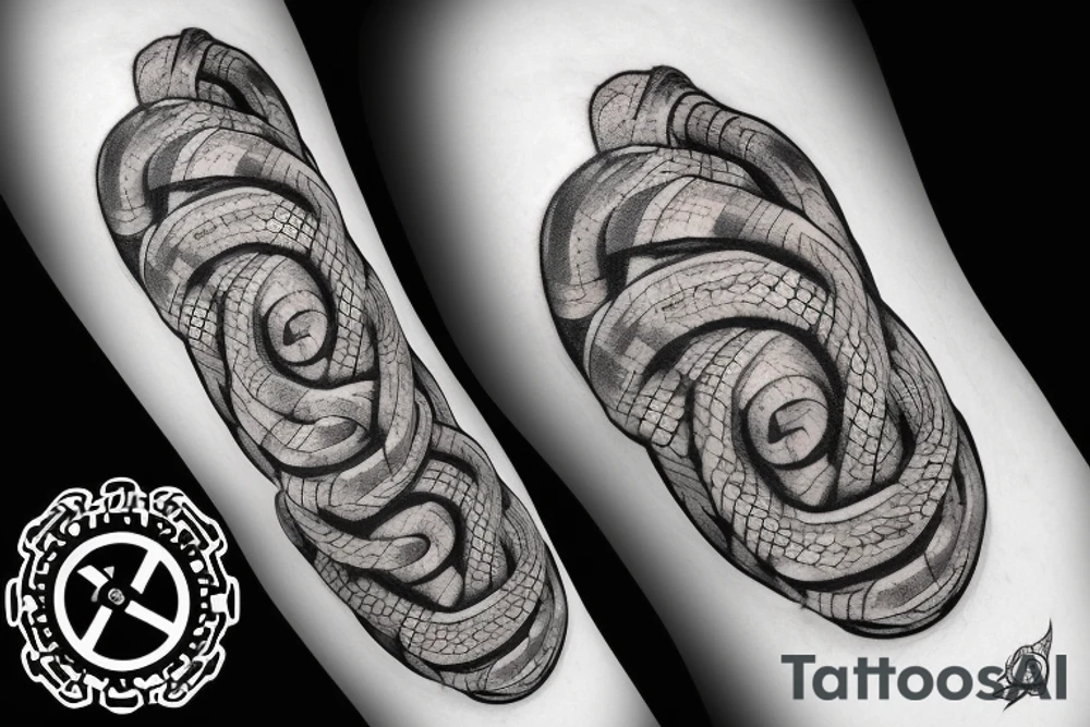 Oseberg style stone carving jormungandr in knots arm sleeve Viking art tattoo idea