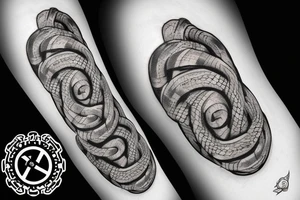 Oseberg style stone carving jormungandr in knots arm sleeve Viking art tattoo idea