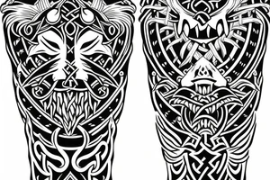 Osberg style leviathan Viking historical carving for an arm sleeve tattoo idea