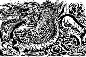 Osberg style leviathan Viking historical carving for an arm sleeve tattoo idea