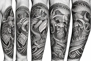 Osberg style leviathan Viking historical carving for an arm sleeve tattoo idea