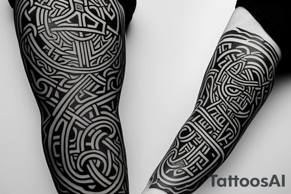 Osberg style rune stone carving leviathan historical viking for an arm sleeve tattoo idea