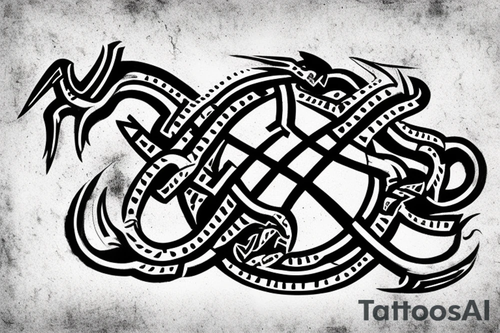 Osberg style rune stone carving leviathan historical viking for an arm sleeve tattoo idea