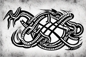 Osberg style rune stone carving leviathan historical viking for an arm sleeve tattoo idea