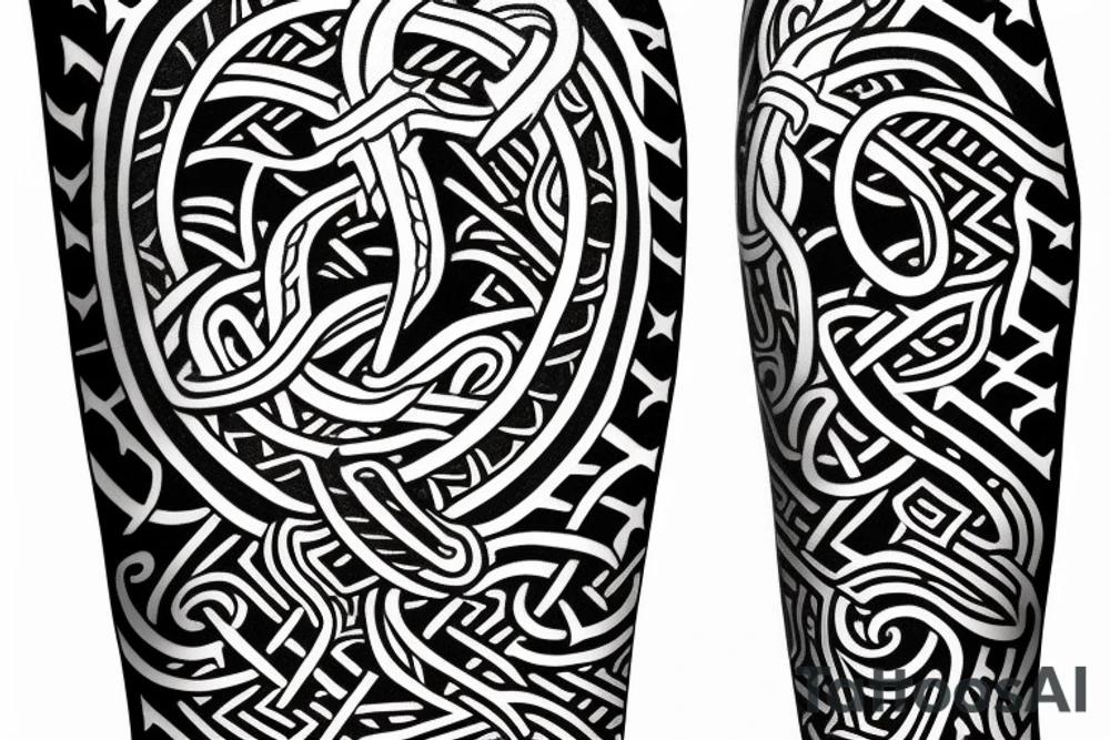 Osberg style rune stone carving jormungandr leviathan historical viking for an arm sleeve tattoo idea