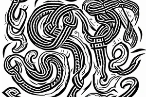 Osberg style rune stone carving of jormungandr for an arm sleeve tattoo idea