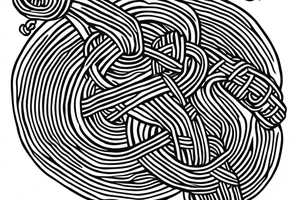 Osberg style rune stone carving of knotted fraying rope of jormungandr for an arm sleeve tattoo idea