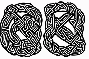 Osberg style rune stone carving of knotted fraying rope of jormungandr for an arm sleeve tattoo idea
