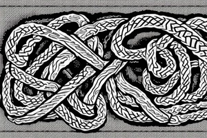 Osberg style rune stone carving of knotted fraying rope of jormungandr for an arm sleeve tattoo idea