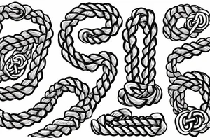 Osberg style rune stone carving of knotted fraying rope of jormungandr for an arm sleeve tattoo idea