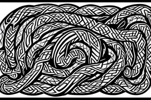 Osberg style rune stone carving of knotted fraying  jormungandr for an arm sleeve tattoo idea