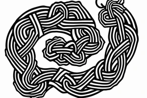 Osberg style rune stone carving of knotted fraying  jormungandr for an arm sleeve tattoo idea