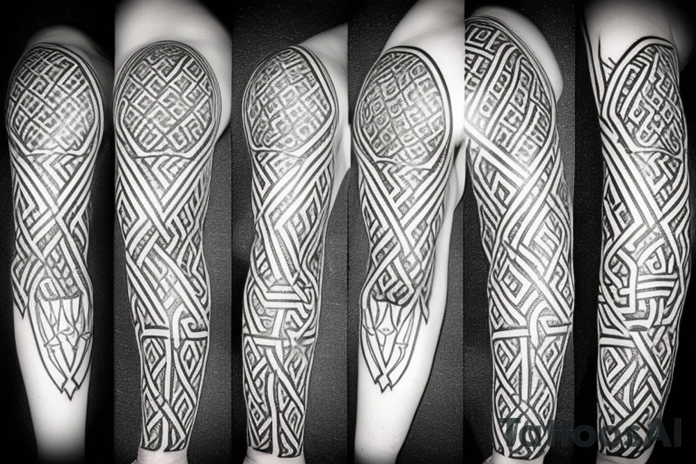 Osberg style rune stone carving of knotted fraying  jormungandr for an arm sleeve tattoo idea