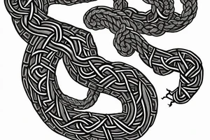 Osberg style Norse rune stone carving of knotted fraying  jormungandr for an arm sleeve tattoo idea