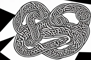 Osberg style Norse rune stone carving of knotted fraying  jormungandr for an arm sleeve tattoo idea