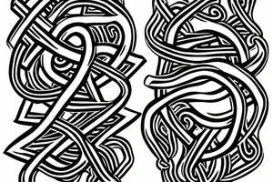 Osberg style Norse rune stone carving of knotted fraying  jormungandr for an arm sleeve tattoo idea