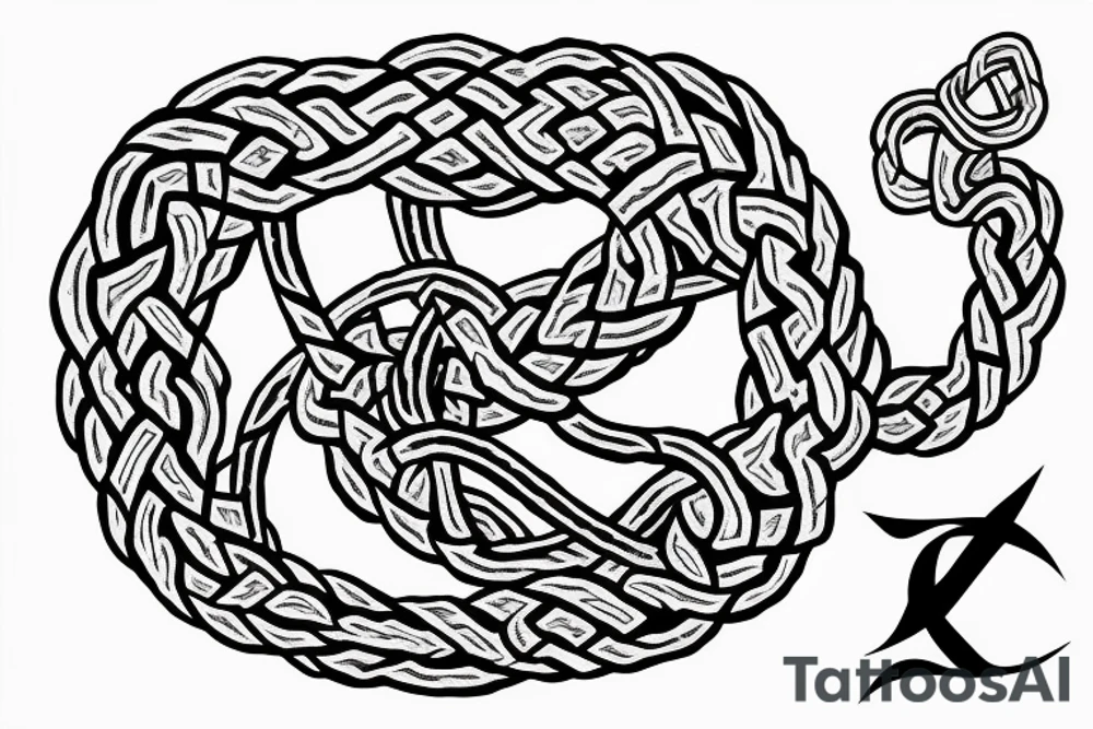 Osberg style Norse rune stone carving of knotted fraying  jormungandr for an arm sleeve tattoo idea