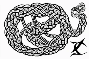 Osberg style Norse rune stone carving of knotted fraying  jormungandr for an arm sleeve tattoo idea