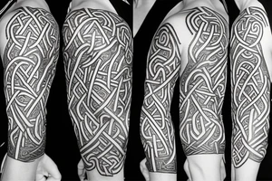 Osberg style Norse rune stone carving of knotted fraying  jormungandr Viking ship for an arm sleeve tattoo idea