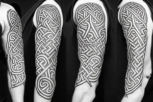 Osberg style Norse rune stone carving of knotted fraying  jormungandr Viking ship for an arm sleeve tattoo idea