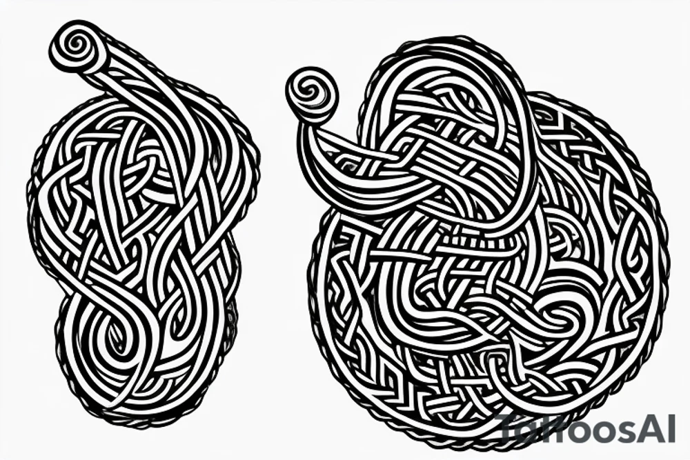 Osberg style Norse rune stone carving of knotted fraying  jormungandr Viking ship for an arm sleeve tattoo idea