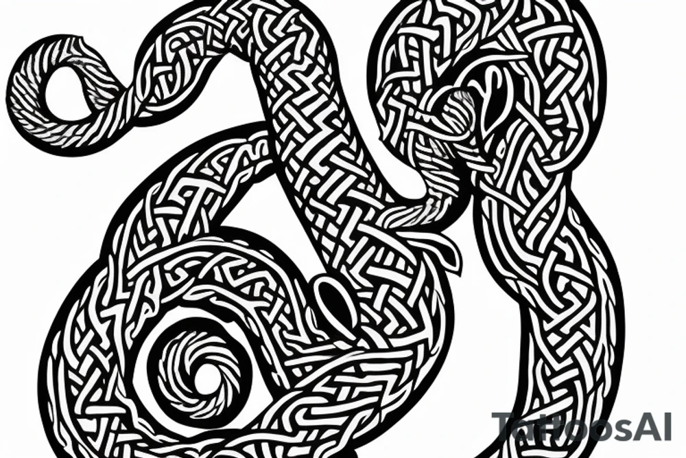 Osberg style Norse rune stone carving of the sea serpent jormungandr Viking ship for an arm sleeve tattoo idea