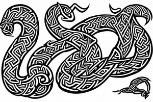 Osberg style Norse rune stone carving of the sea serpent jormungandr Viking ship for an arm sleeve tattoo idea