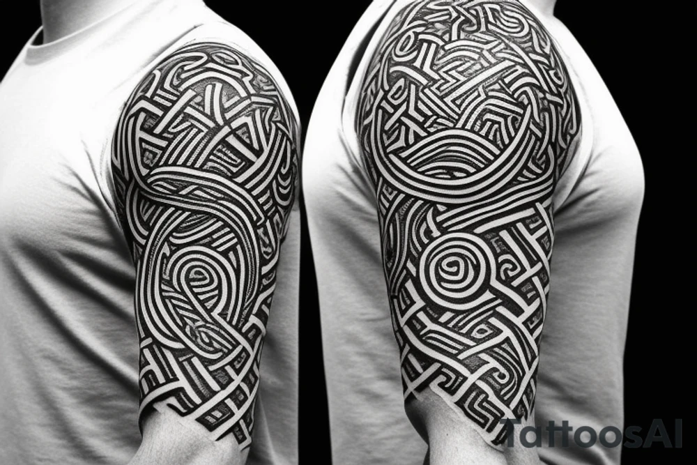 Osberg style Norse rune stone carving of the sea serpent jormungandr Viking ship for an arm sleeve tattoo idea