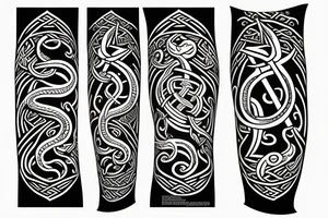 Osberg style Norse rune stone carving of the sea serpent jormungandr Viking ship for an arm sleeve tattoo idea