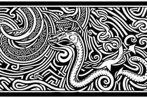 Osberg style Norse rune stone carving of the sea serpent jormungandr Viking ship for an arm sleeve tattoo idea
