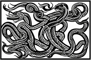 Osberg style Norse rune stone carving of the sea serpent jormungandr abstract snake Viking ship for an arm sleeve tattoo idea