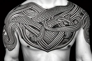 Osberg style Norse rune stone carving of the sea serpent jormungandr abstract snake Viking ship for an arm sleeve tattoo idea