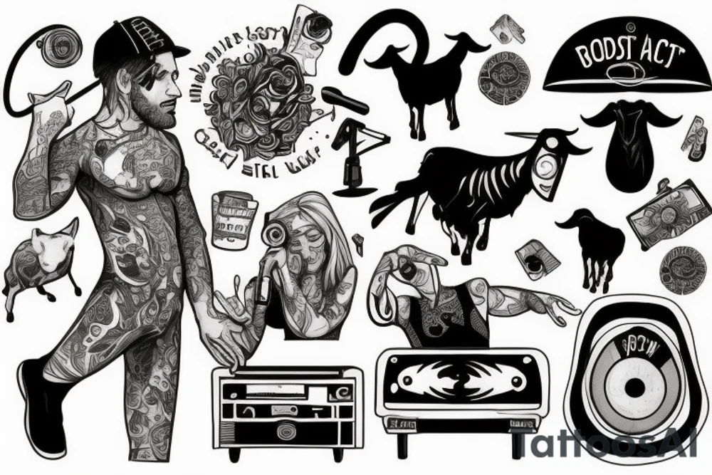 Disc jockey with a goat tattoo idea
