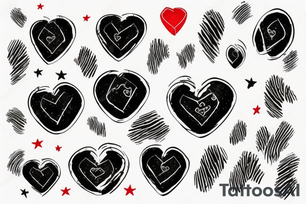 Albanian flag with two finger print’s inform of a heart tattoo idea