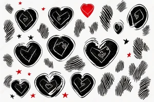Albanian flag with two finger print’s inform of a heart tattoo idea