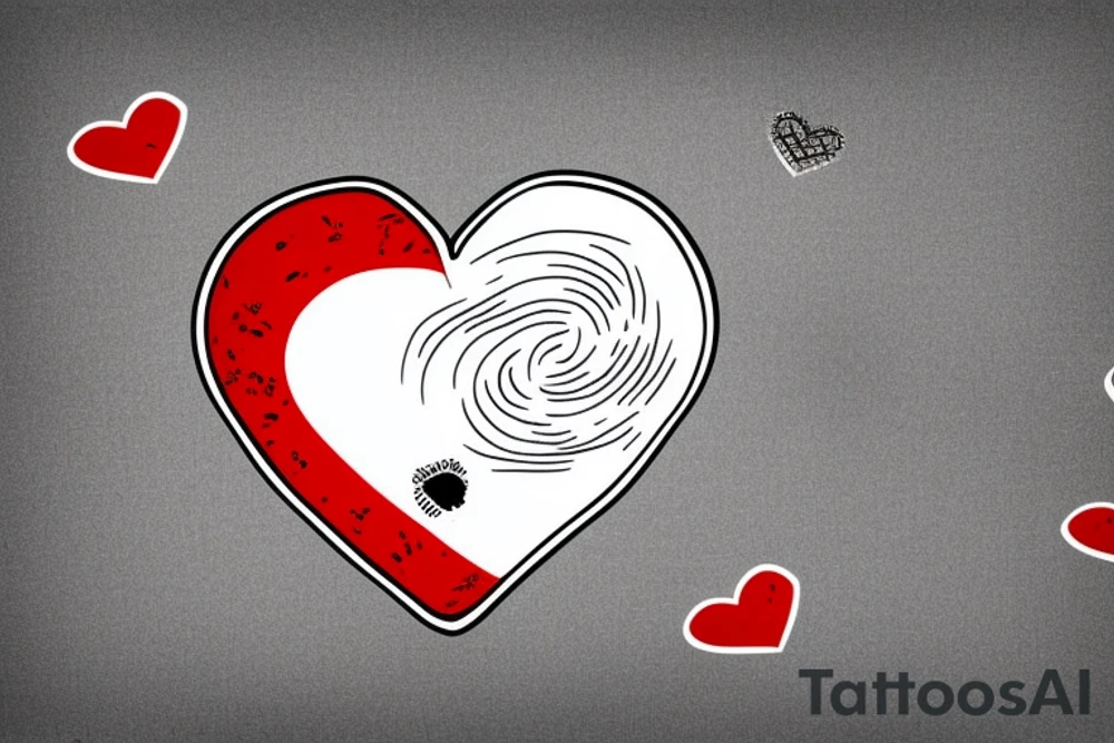 Albanian flag with two finger print’s inform of a heart tattoo idea