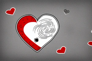 Albanian flag with two finger print’s inform of a heart tattoo idea