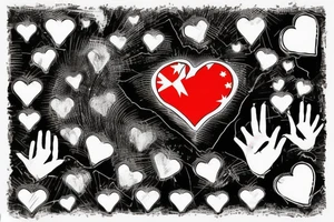 Albanian flag with two finger print’s inform of a heart tattoo idea