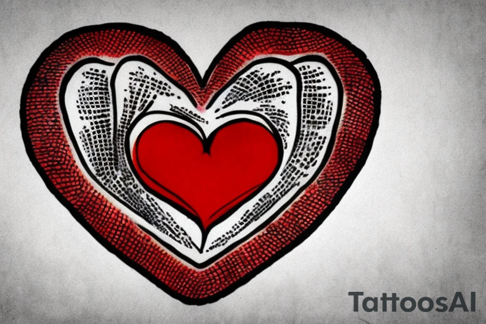 Albanian flag with two finger print’s inform of a heart tattoo idea