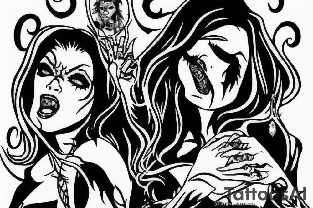 Vampire killing a woman tattoo idea